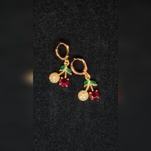Gold Cherry Drop Earrings
